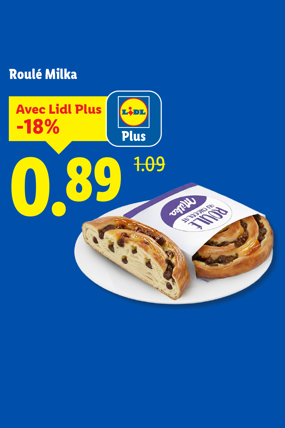 Roulé Milka à 0,89 € grâce à -18% via Lidl Plus