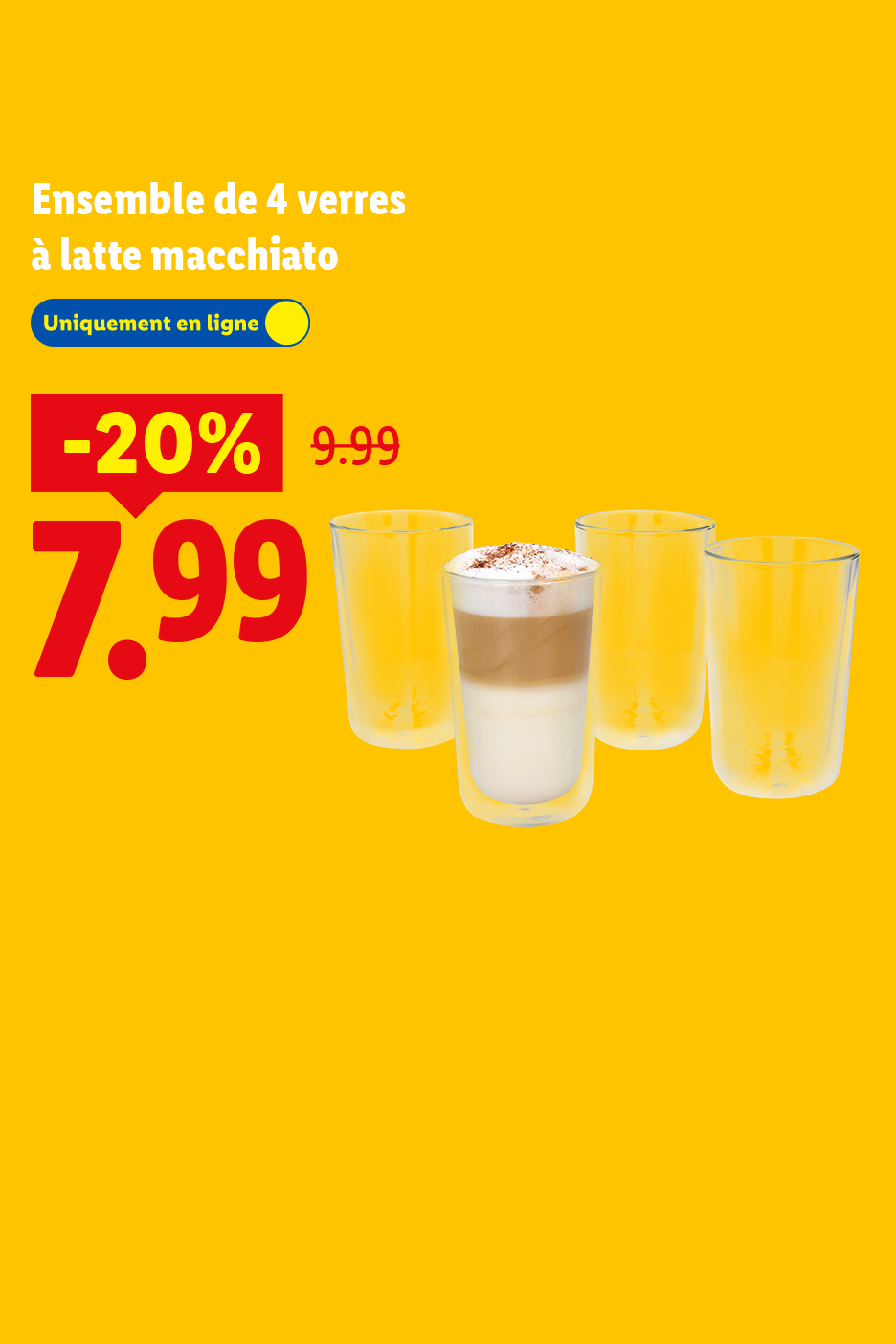 Ensemble de 4 verres à latte macchiato, 20% de réduction, prix final 7,99.