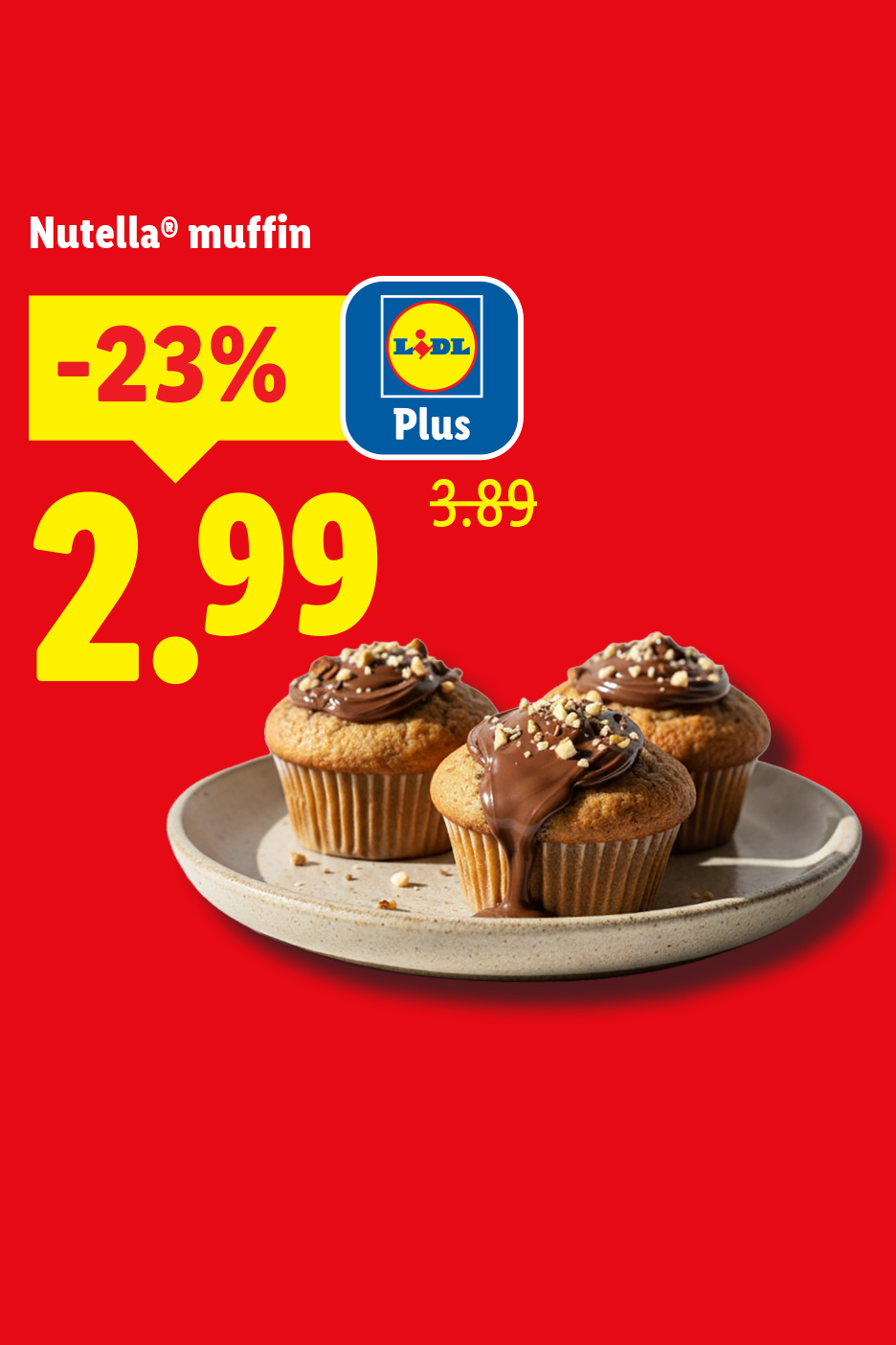 Muffins au chocolat avec une réduction de 23% à 2,99 € (ancien prix 3,89 €).