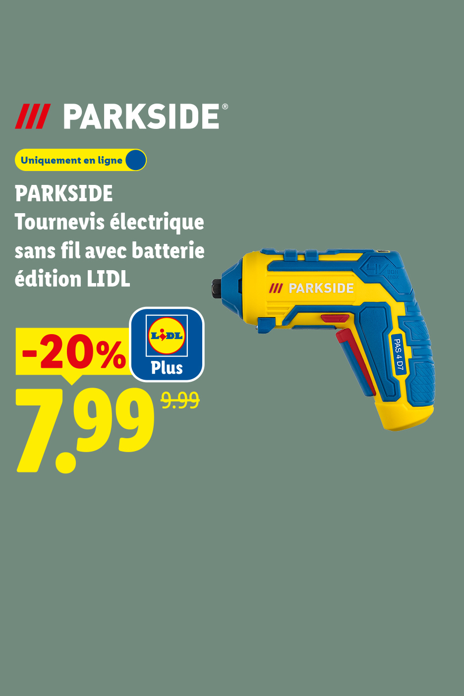 Tournevis électrique sans fil avec batterie, édition spéciale, en ligne, avec une réduction de 20% à 7,99€.