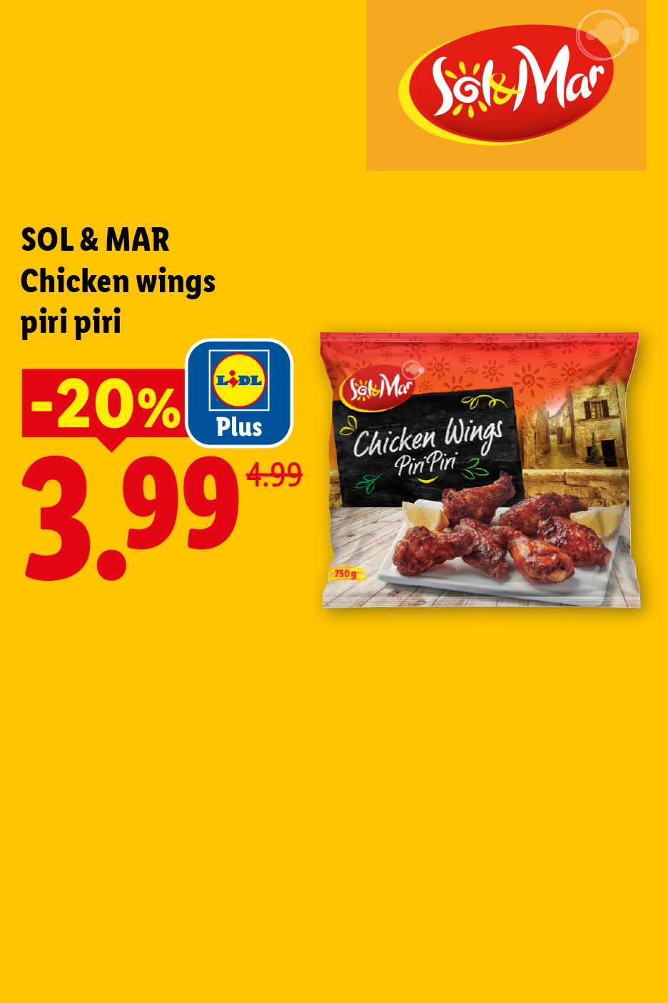 Chicken wings piri piri avec -20% de réduction grâce à Lidl Plus