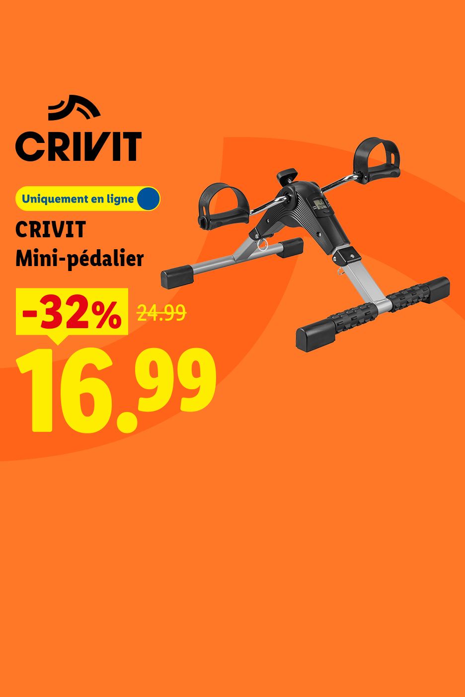 Mini-pédalier en ligne avec une réduction de 32%, prix final 16,99.