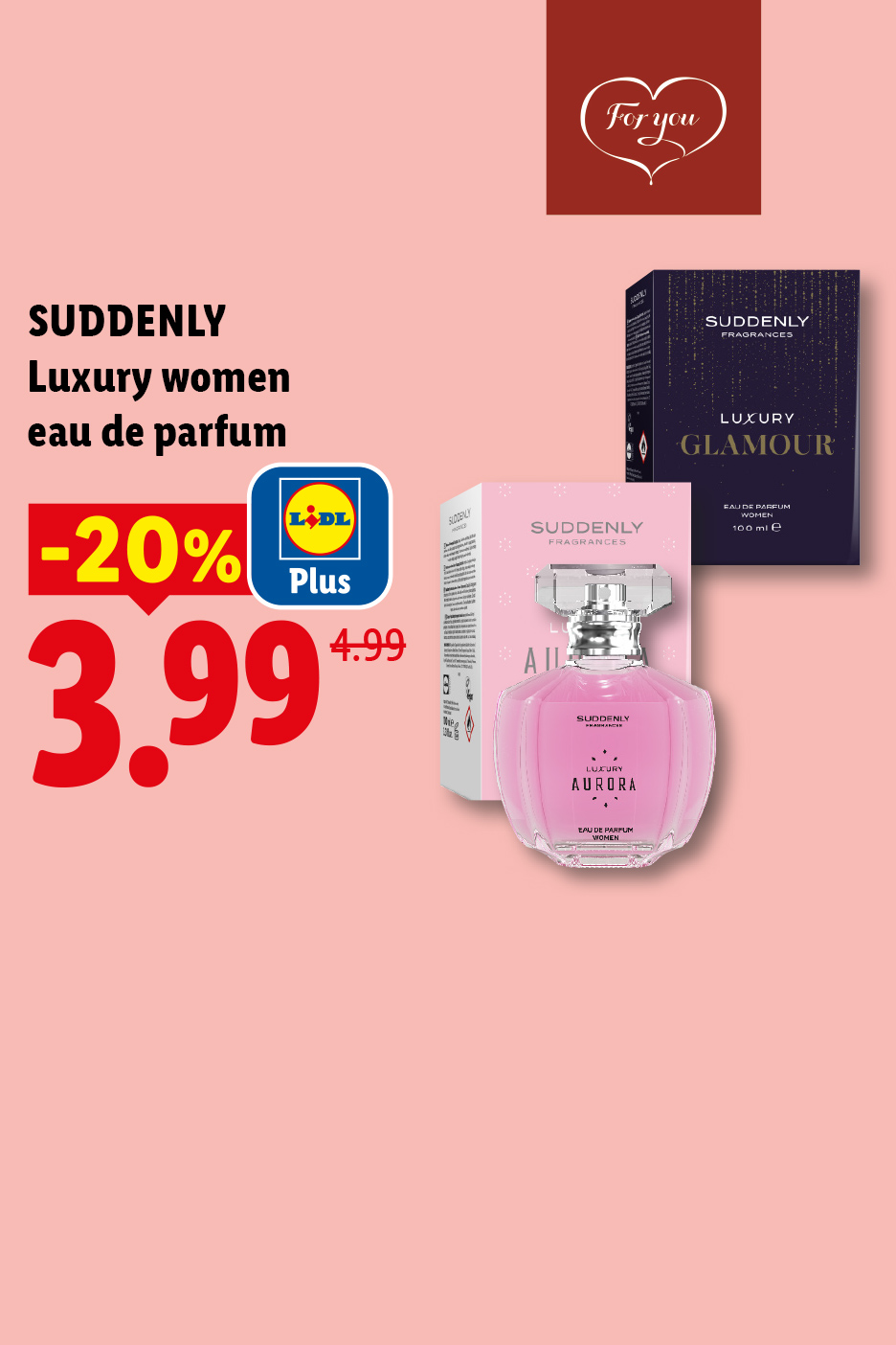 Le 28/05, profitez de -20% sur le parfum Luxury women et eau de parfum avec Lidl Plus, soit 3,99€