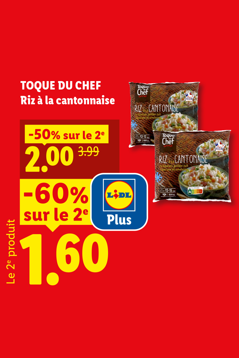 -60% sur le 2ème sachet de riz à la cantonnaise avec Lidl Plus