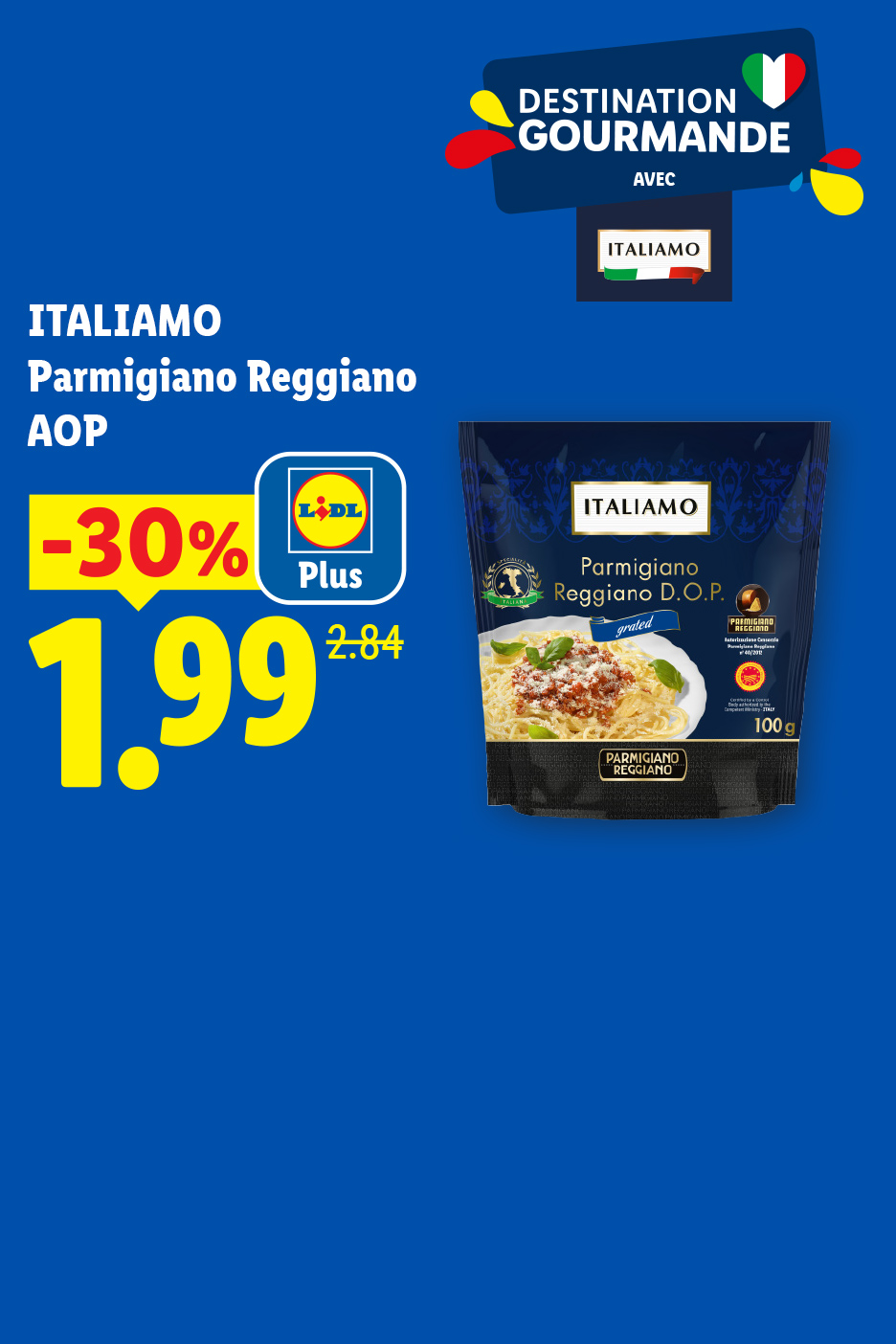 Le 04/06, profitez de -30% avec Lidl Plus sur du Parmigiano Reggiano AOP chez Lidl, soit 1, 99 € le sachet.