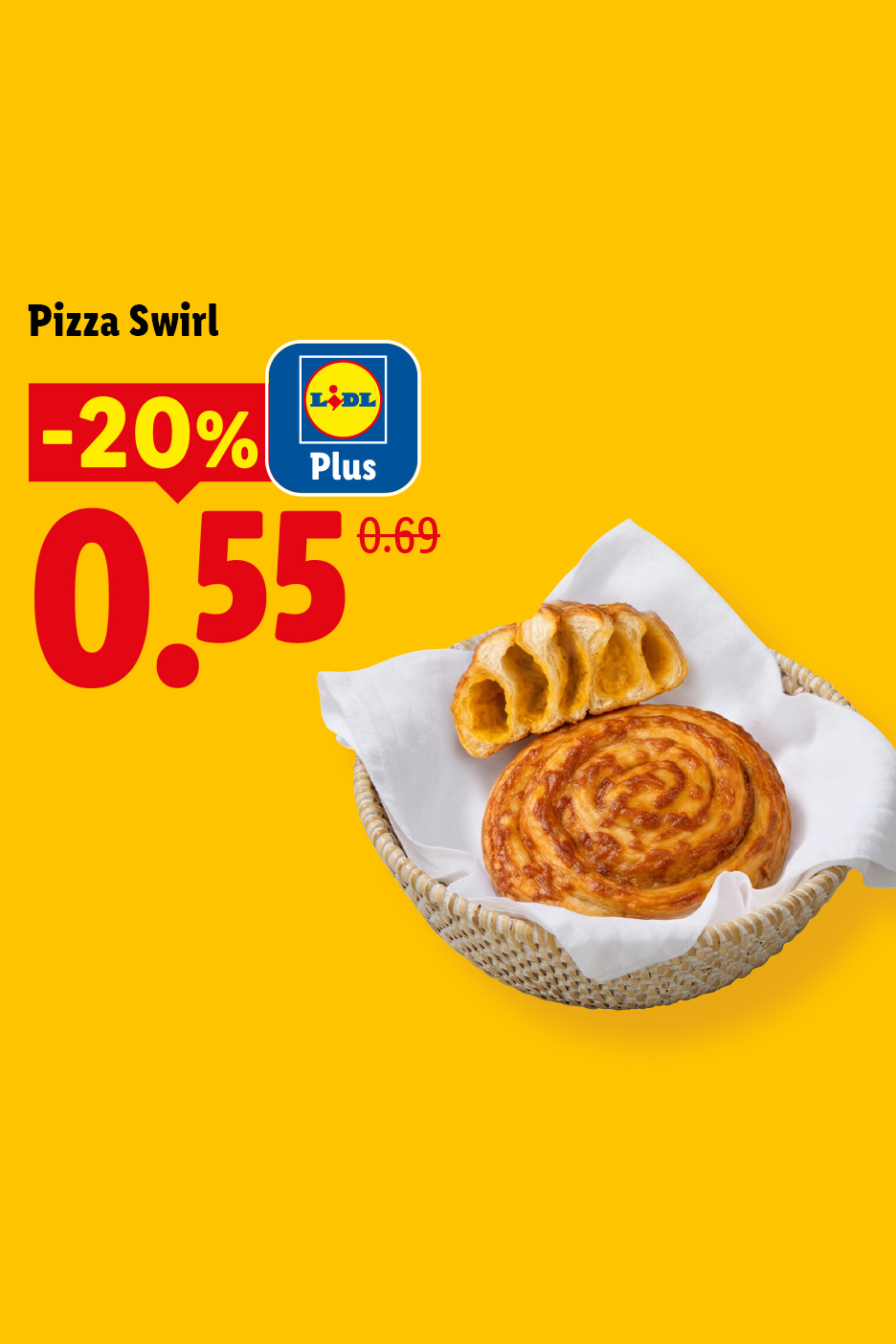 Le 08/06, la Pizza Swirl est à 0,55 € grâce à -20% avec Lidl Plus