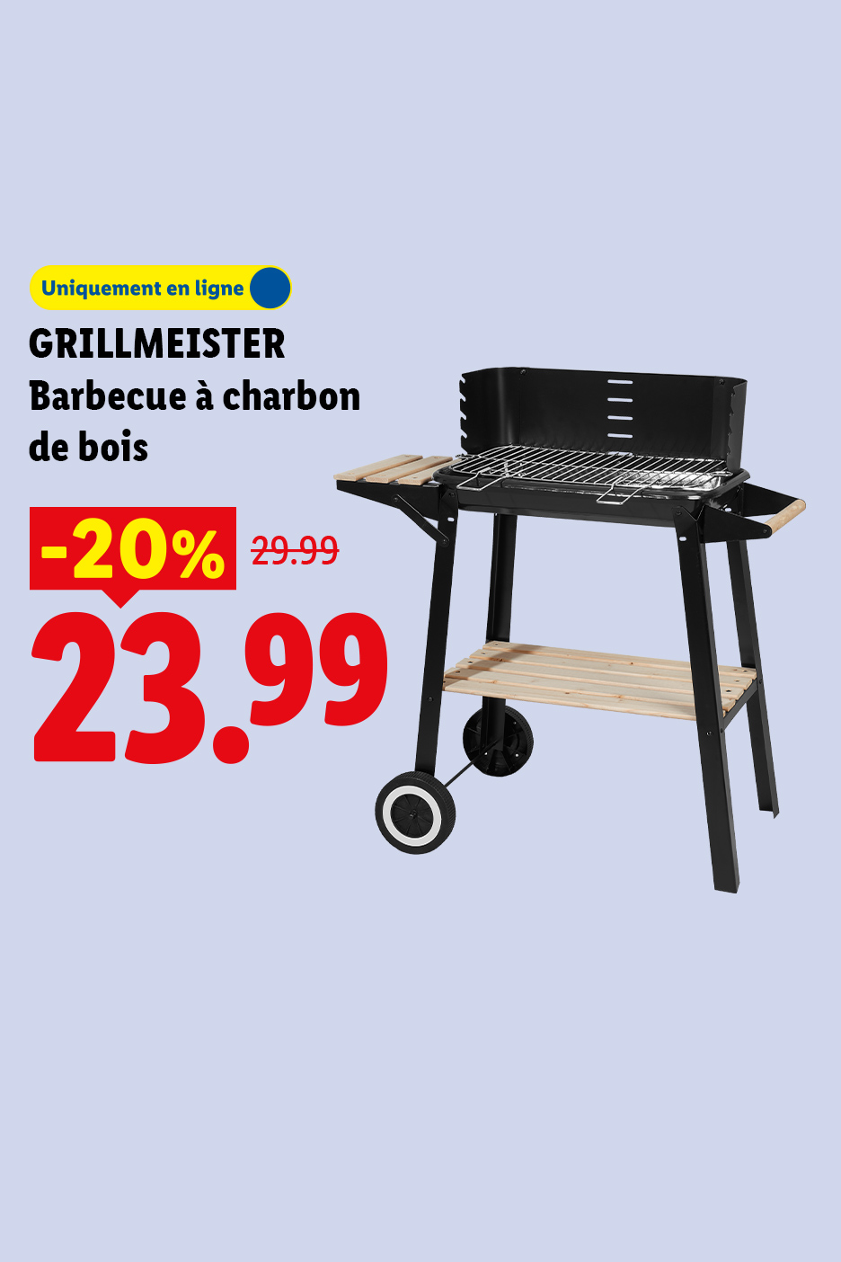 Pour la fête des pères, profitez d'un coupon Lidl Plus de -20% sur Un barbecue à charbon de bois à 23,99€ au lieu de 29,99€