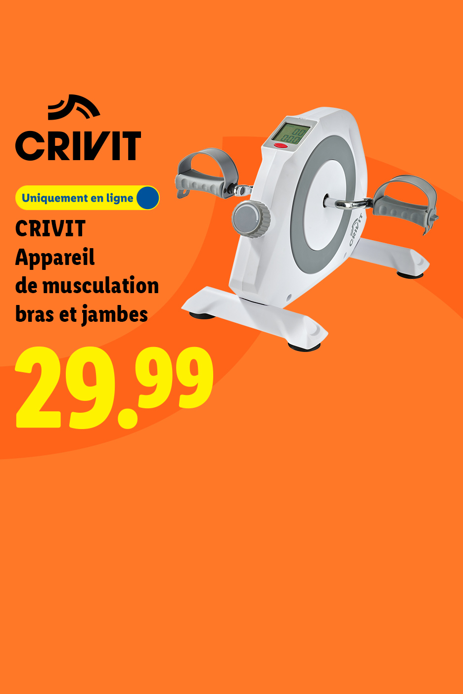 Jusqu'au 28/06, profitez de notre appareil de musculation bras et jambes à 29,99€, seulement sur Lidl.fr