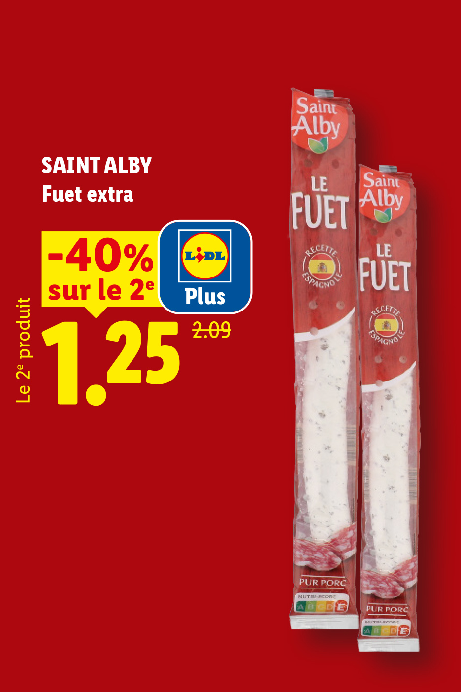 Du 9 au 15 juillet, profitez de Deux fuets extra avec une offre de -40% sur le deuxième produit, soit 1,25€ au lieu de 2,09€