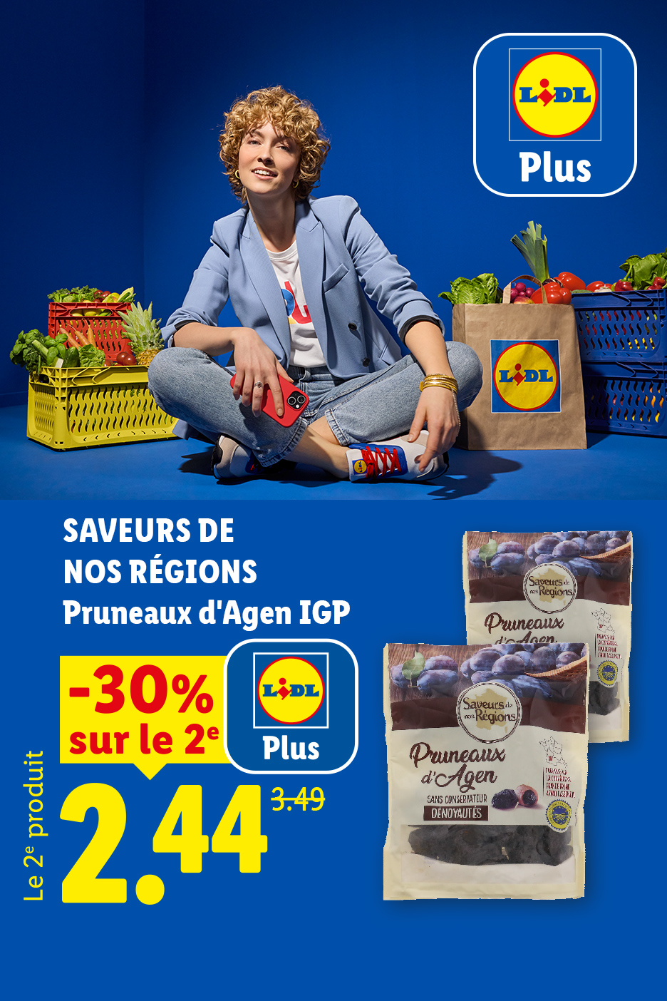 À partir du 27/08 profitez de -30% sur le 2e sachet de pruneaux d'Agen IGP, soit 2,44€ le 2e produit au lieu de 3,49€