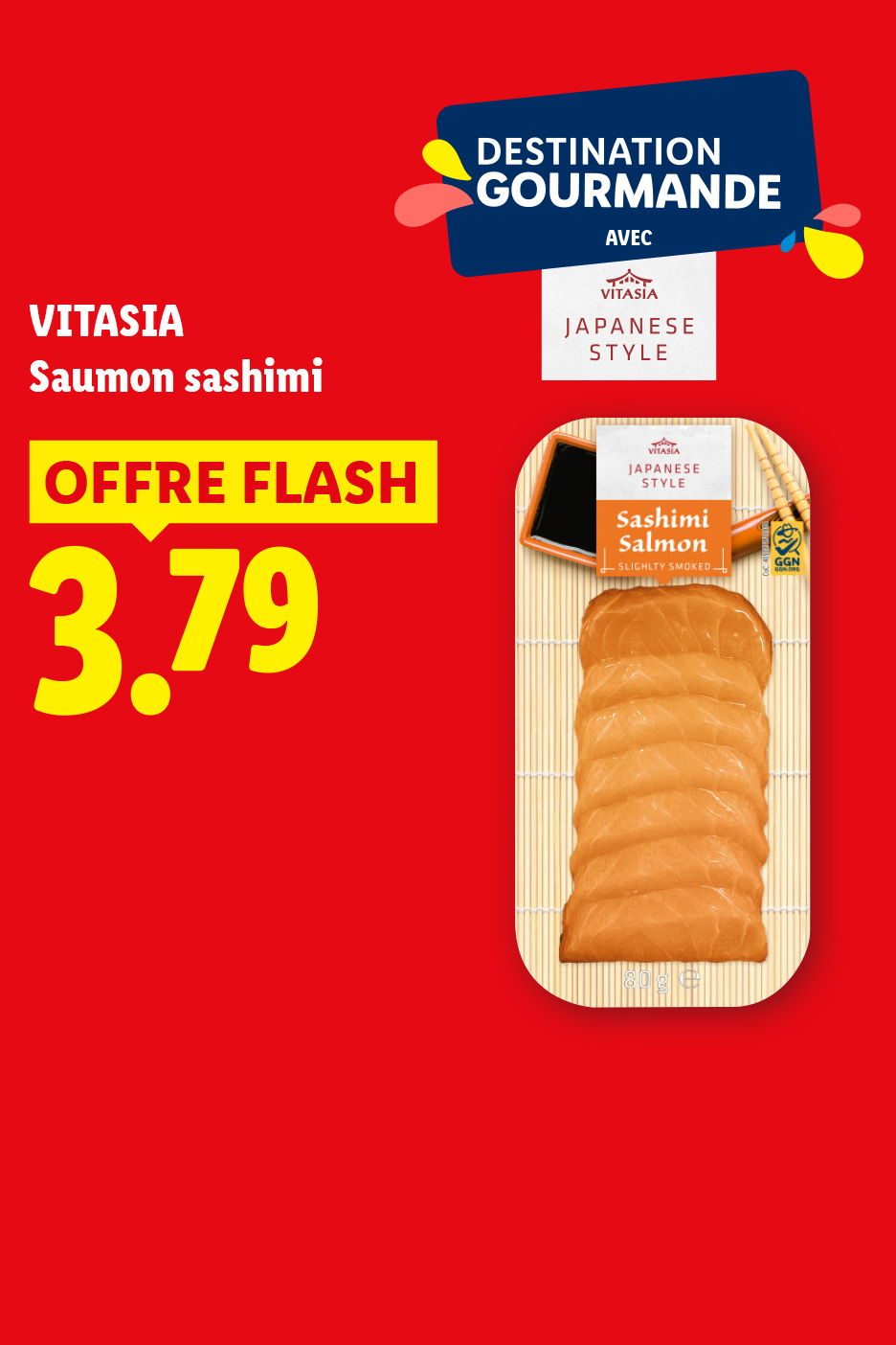 Le jeudi 03/09, profitez de l'offre flash sur le saumon sashimi de style japonais à 3,79.