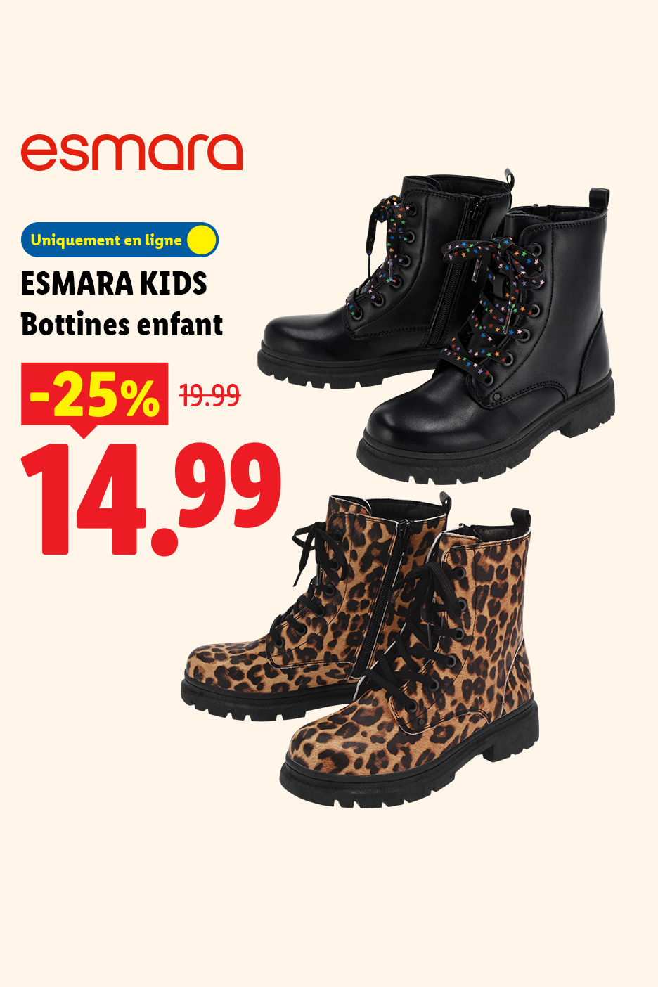 Bottes enfant à 14,99€ au lieu de 19,99€ soit une réduction de -25% sur lidl.fr