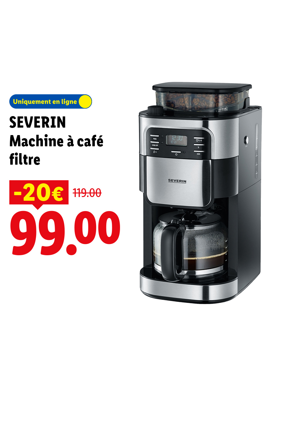 A partir du lundi 28/09, profitez de notre machine à café filtre à 99€ au lieu de 119€, sur Lidl.fr !