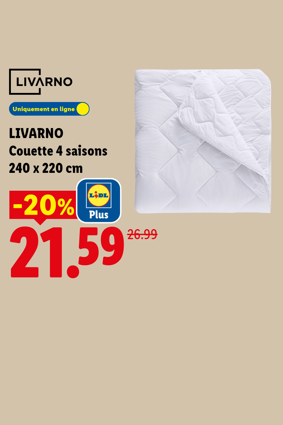 Couette 4 saisons 240 x 220 cm en promotion.