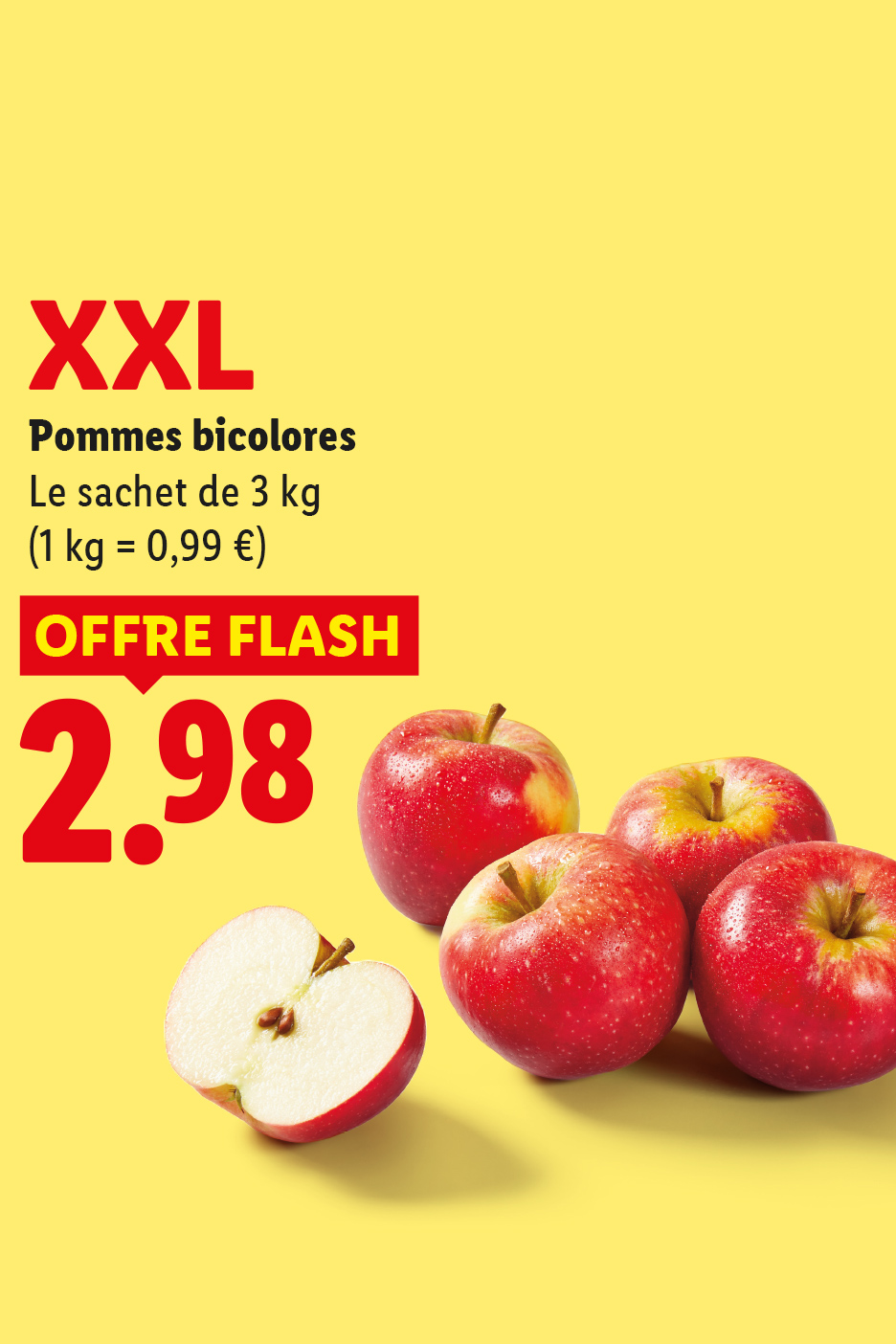 A partir du jeudi 10/09, profitez de notre sachet de 3 pommes bicolores à 2,98€, seulement chez Lidl !