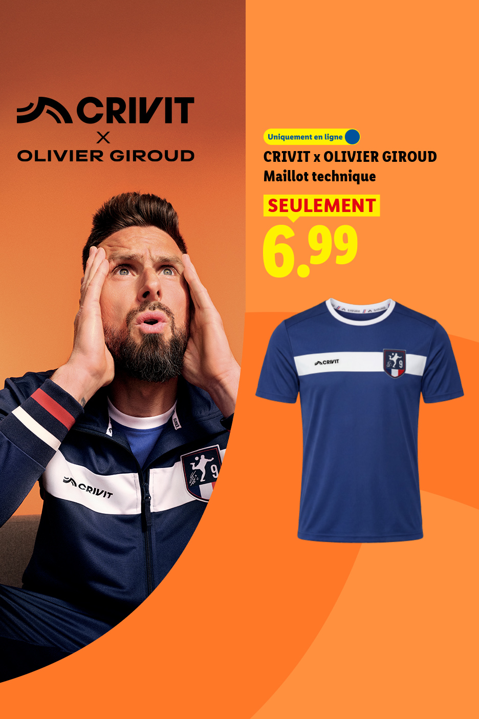 CRIVIT x OLIVIER GIROUD : Maillot technique à seulement 6,99€