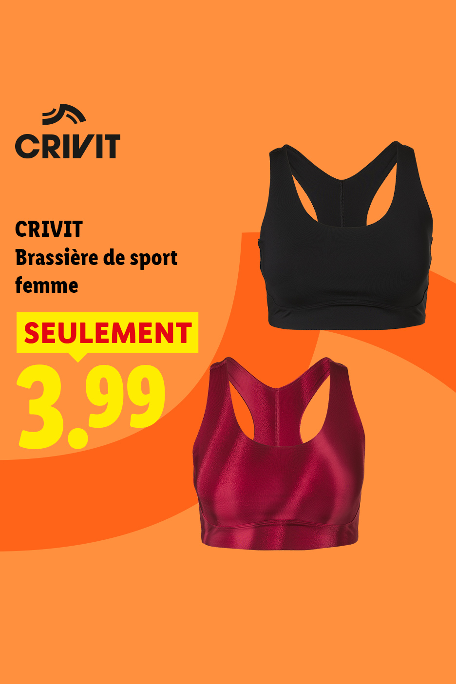 A partir du lundi 05/10, profitez de notre brassière de sport à 3,99€ seulement, uniquement chez Lidl !