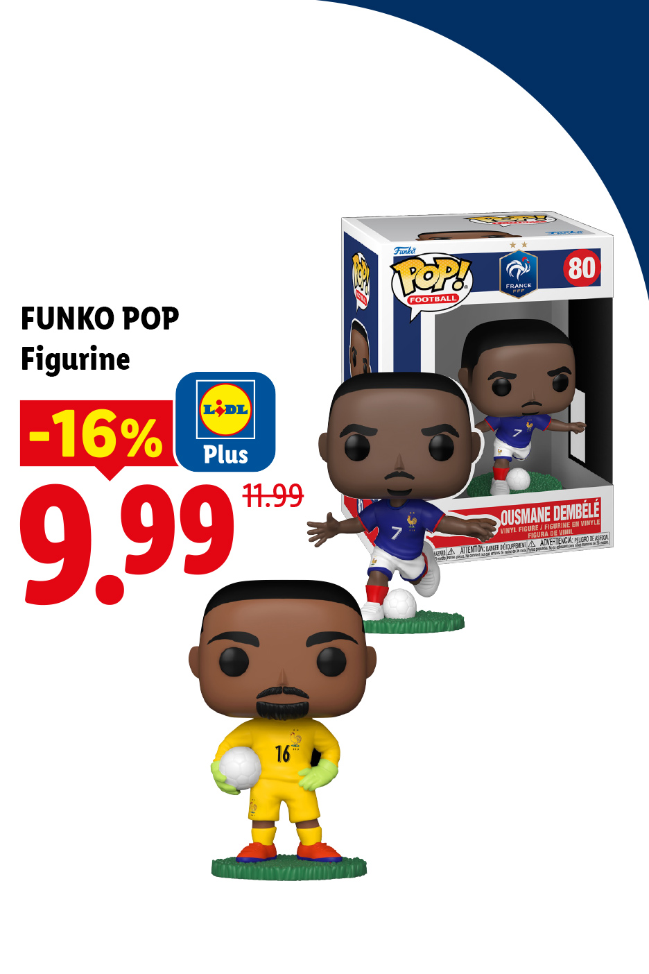 Du 11/06 au 14/06, profitez de -16% de réduction avec Lidl Plus sur notre figurine de joueurs de football, à 9,99€ au lieu de 11,99€