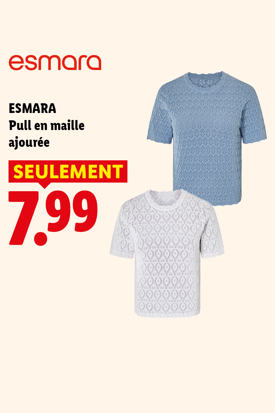 Profitez dès maintenant de notre pull en maille ajourée à 7,99€ seulement