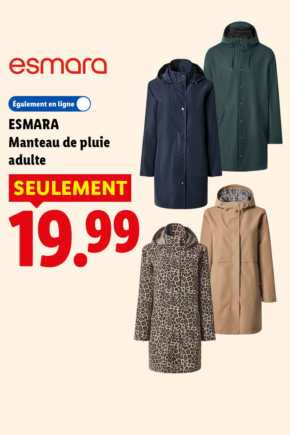 Manteaux de pluie adulte à 19,99 seulement sur lidl.fr