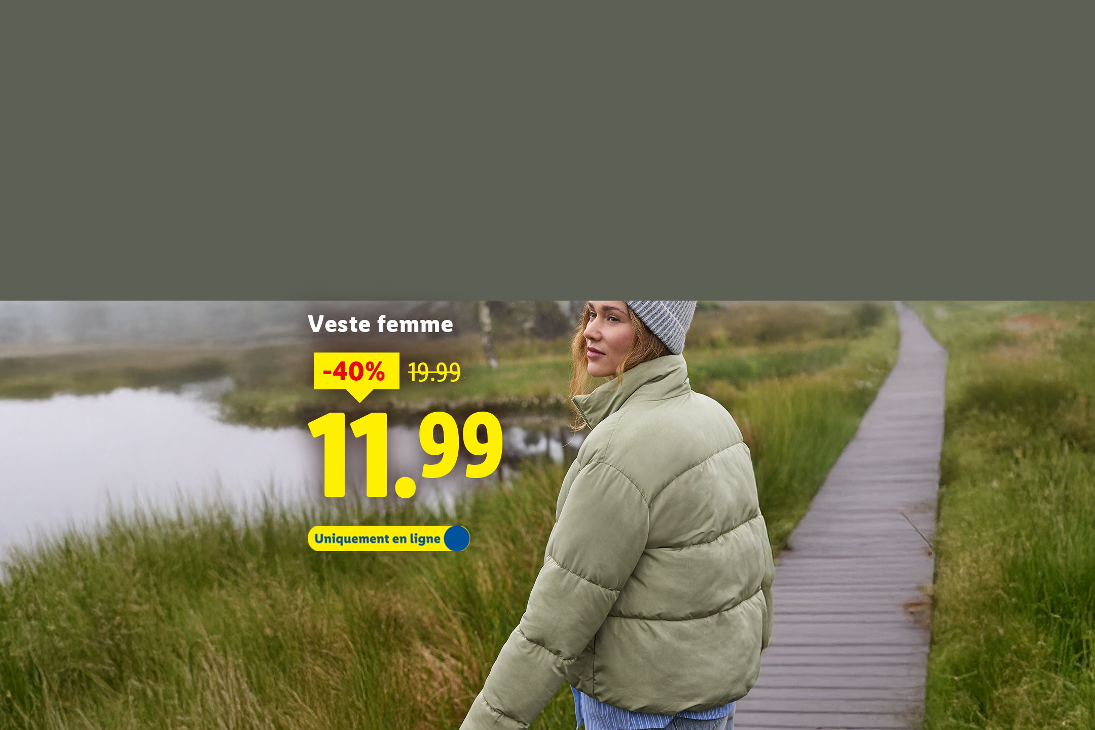 Veste femme vert clair, -40% à 11.99€, uniquement en ligne.