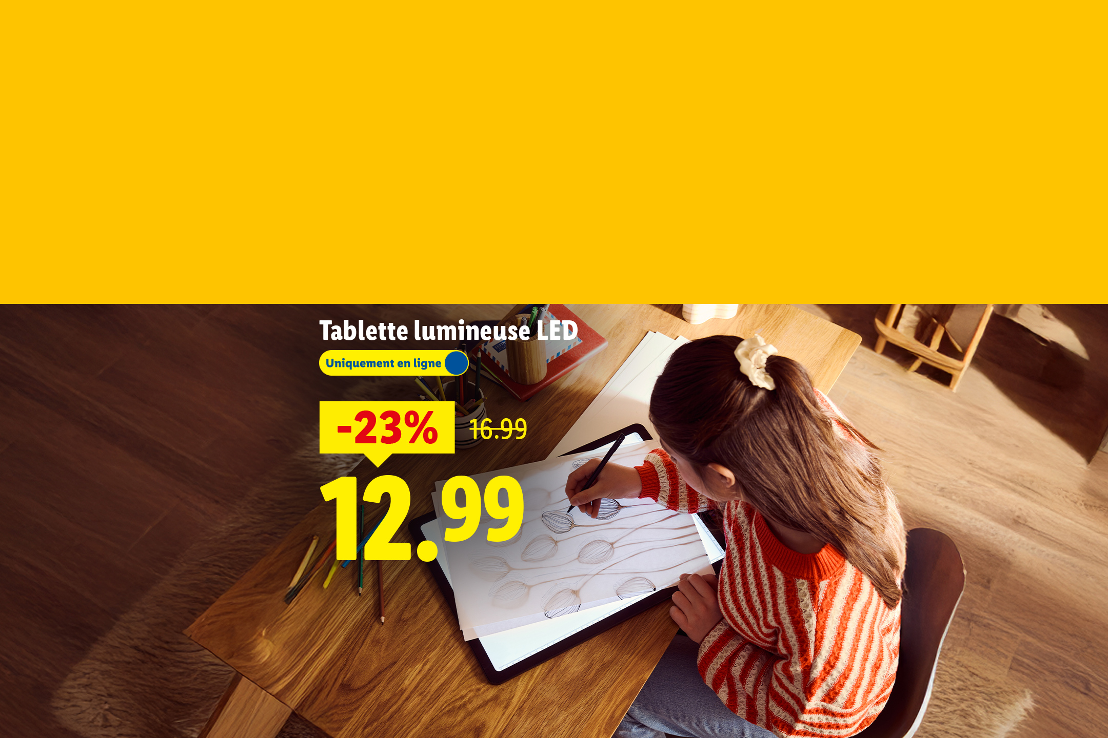 Tablette lumineuse LED à 12,99€ (-23%) pour le dessin, disponible uniquement en ligne.