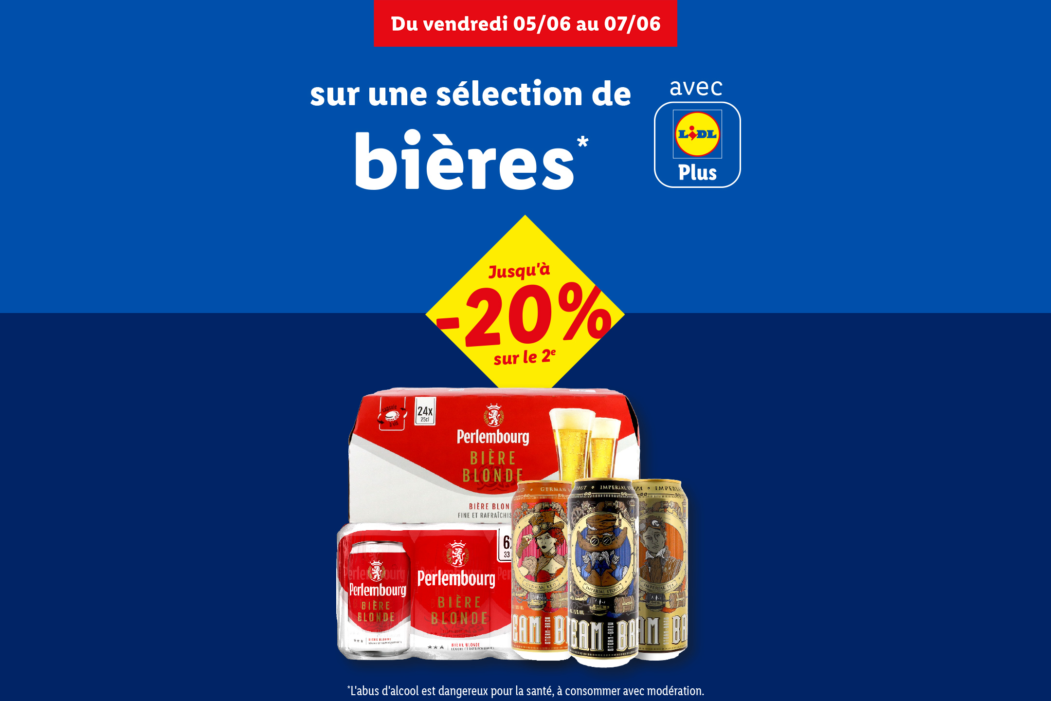Jusqu'à -20% de remise immédiate sur une sélection de Bières avec Lidl Plus