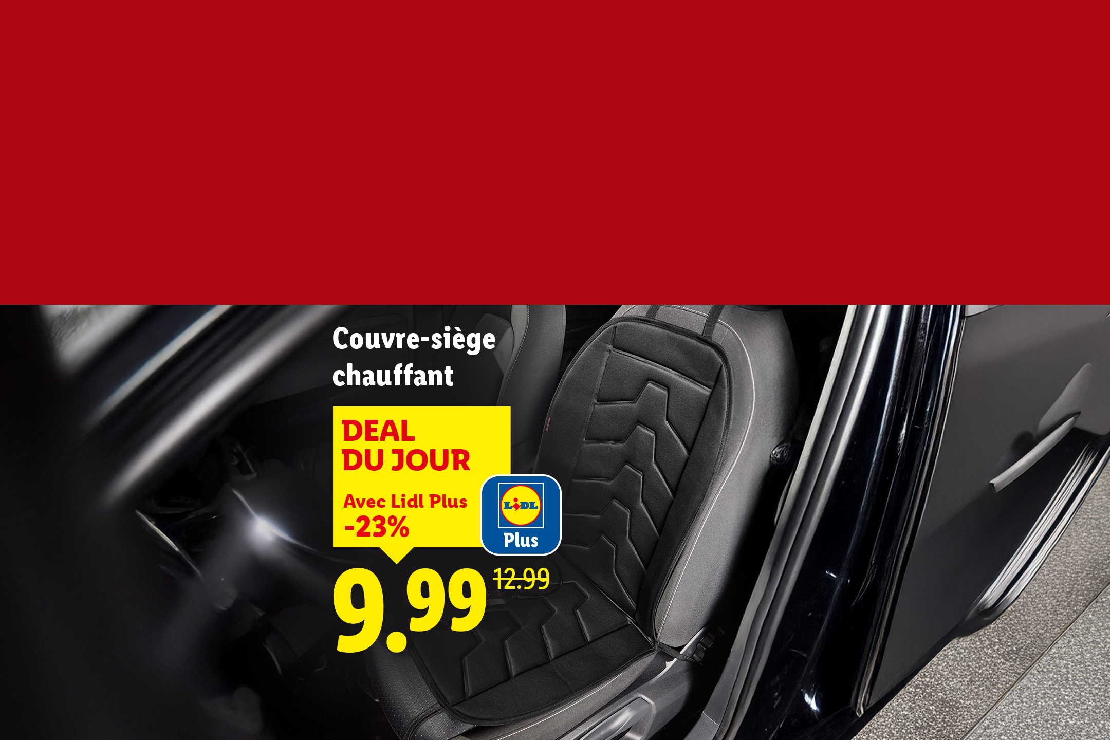 Housse de siège chauffante Lidl Plus en promotion à 9,99€.