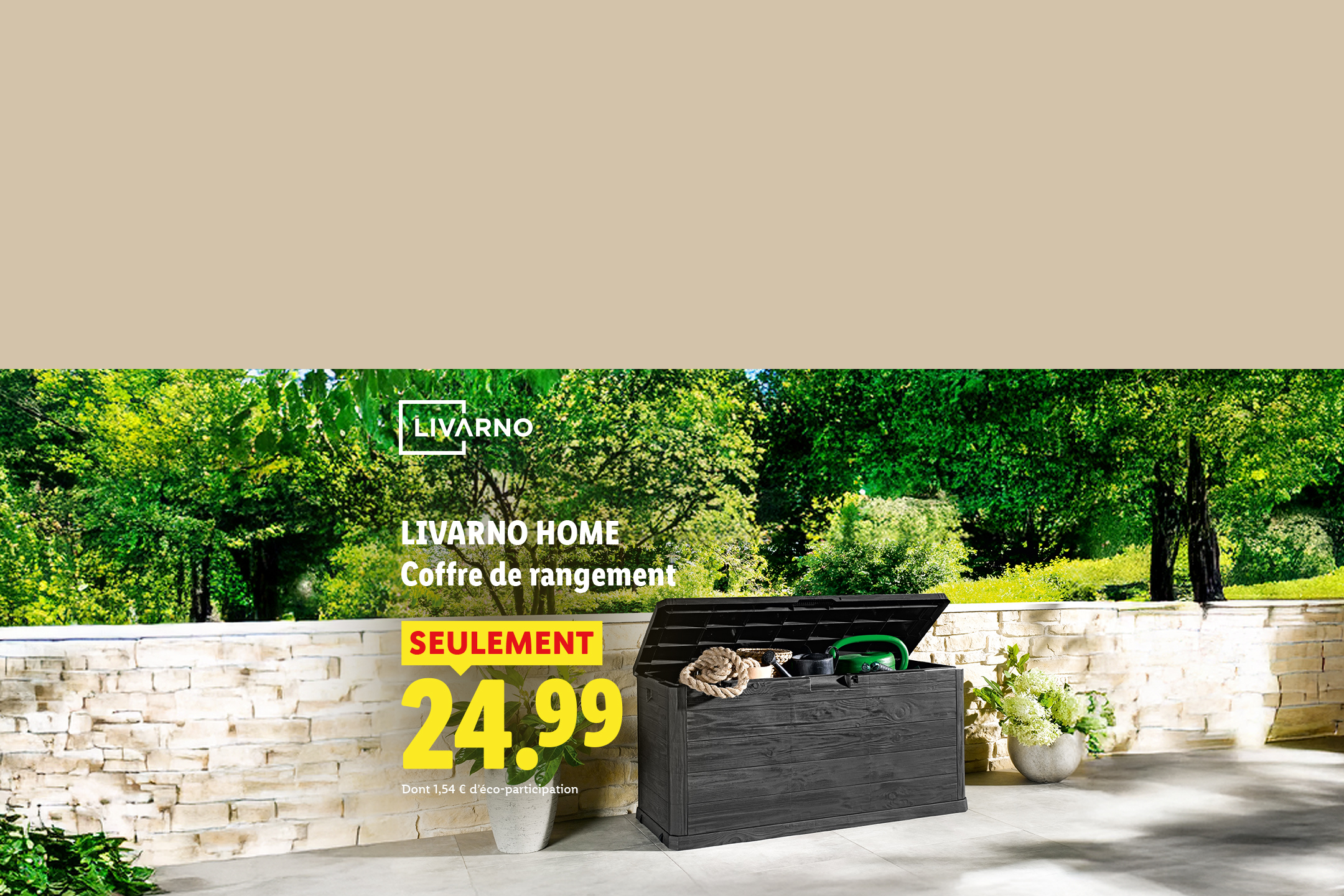 Du 20/07 au 22/07, profitez de notre coffre de rangement LIVARNO HOME à 24,99€ seulement, uniquement chez Lidl !