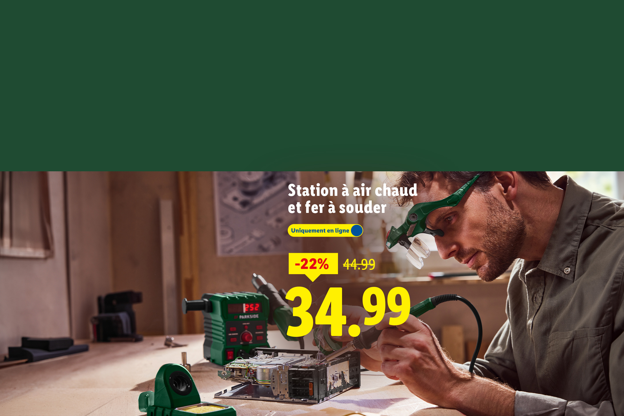 Station à air chaud et fer à souder Parkside, 34,99 €.