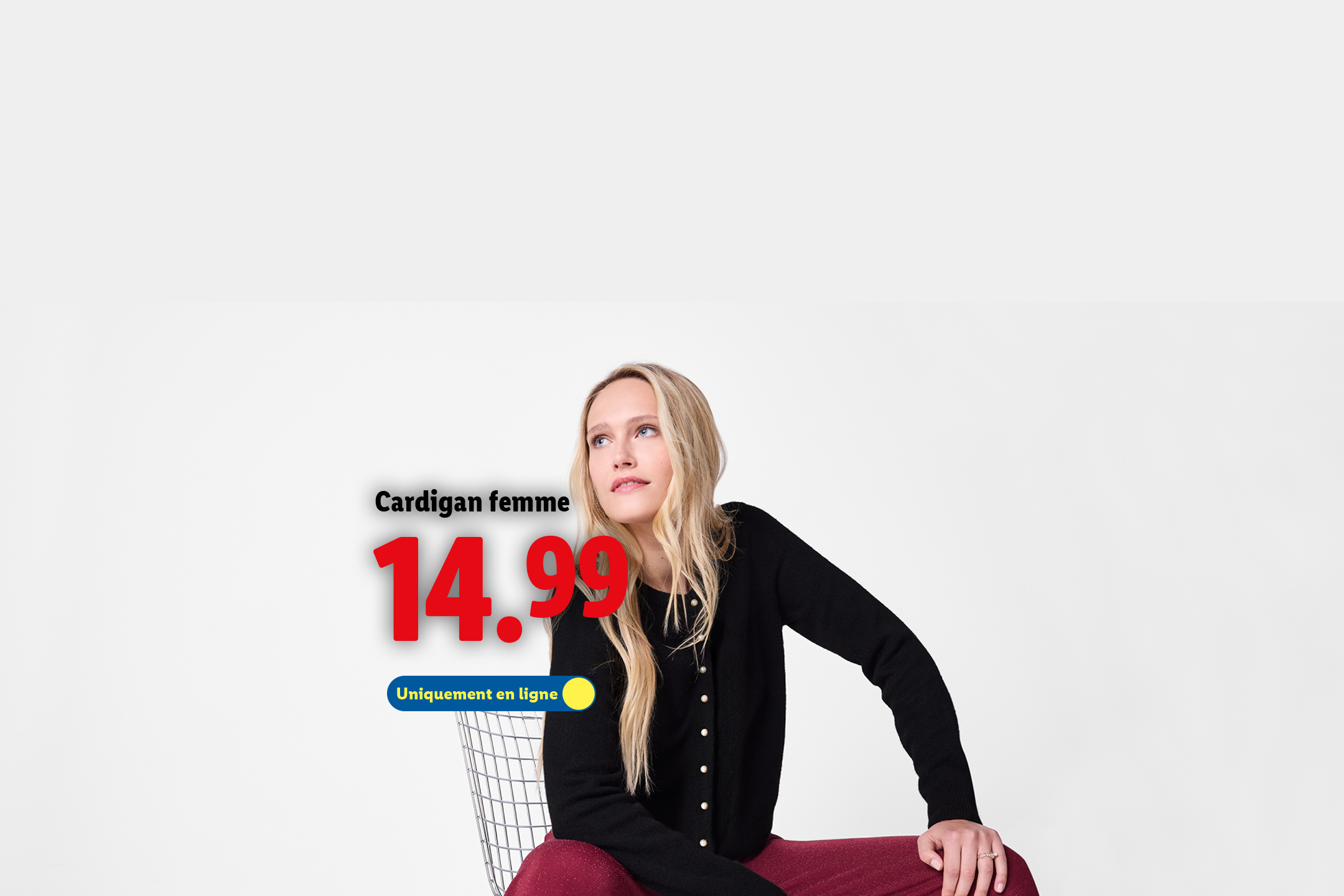 Cardigan femme noir à 14.99€, disponible uniquement en ligne.