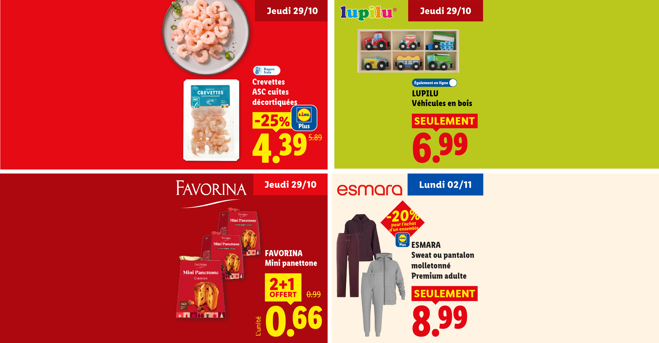 Offres promotionnelles Lidl à partir du jeudi 29/10 et lundi 02/11
