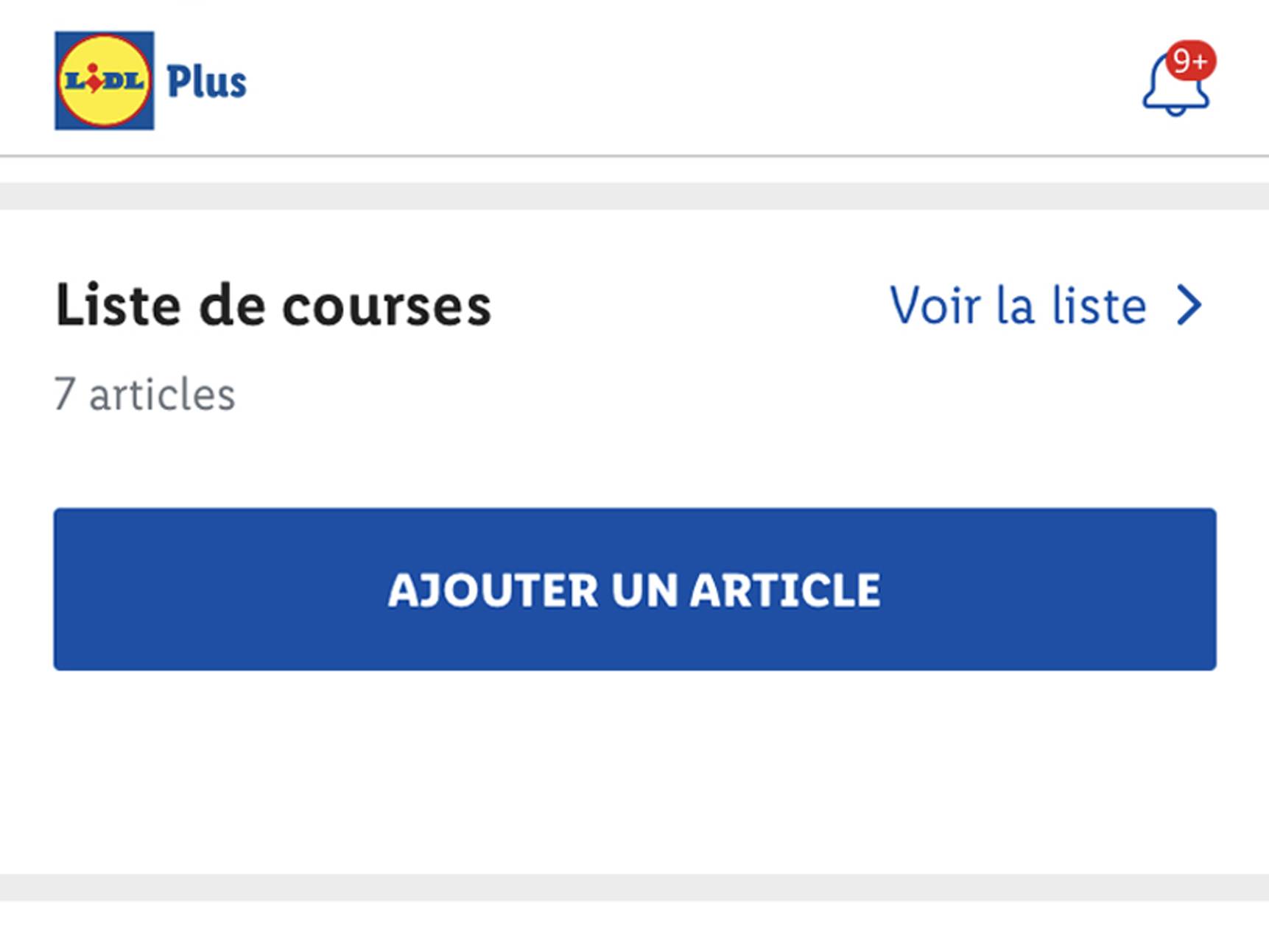 Accéder à la liste de courses