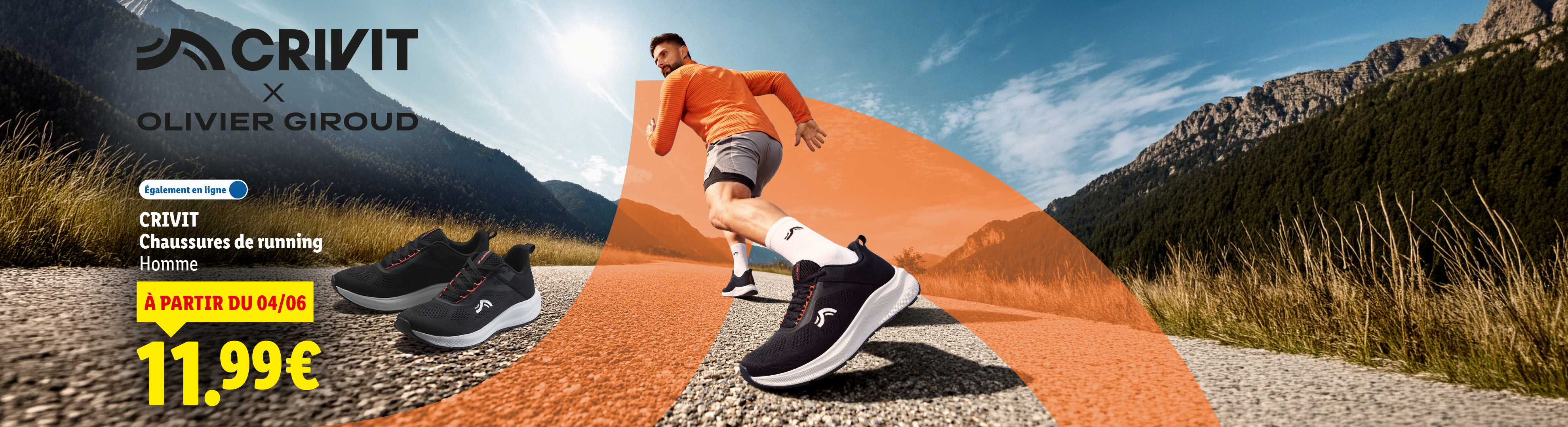 Chaussures de running pour homme à partir de 11,99€, disponibles en ligne dès le 04/06.