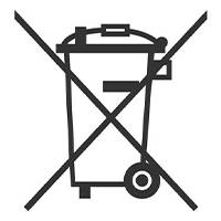 Symbole de poubelle barrée, indiquant que le produit ne doit pas être jeté avec les déchets ménagers.